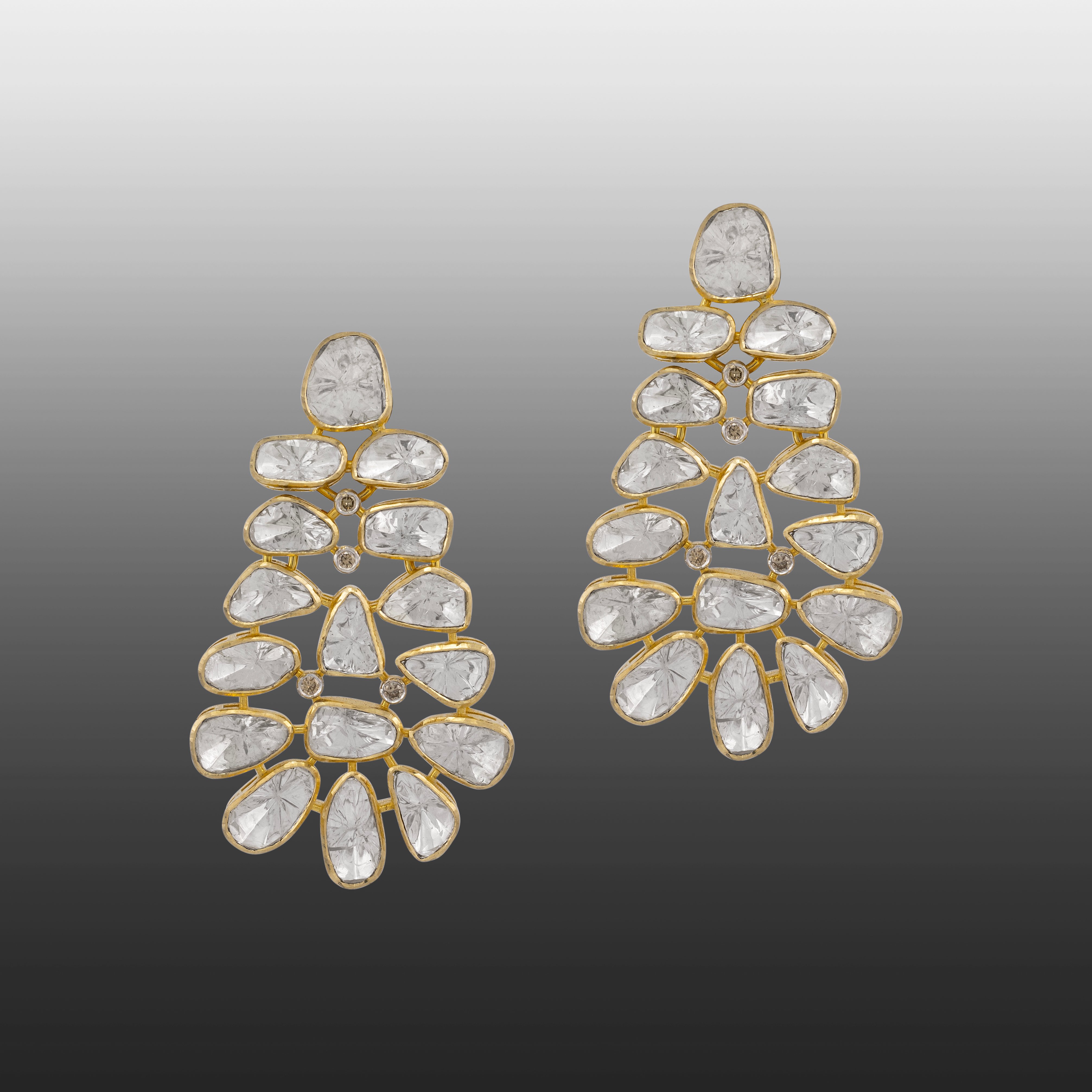 Unshaped Polki Cascading Cluster Earrings